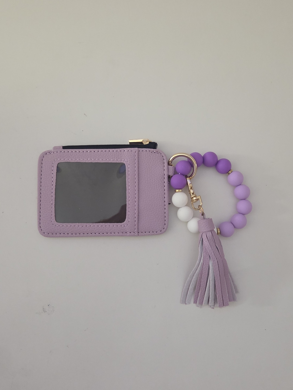 Lavender Cardholder Keychain Wristlet with Tassel